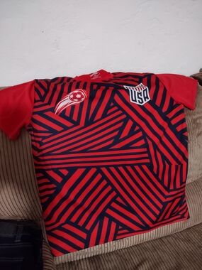 Red and Navy Geometric USA Soccer Jersey